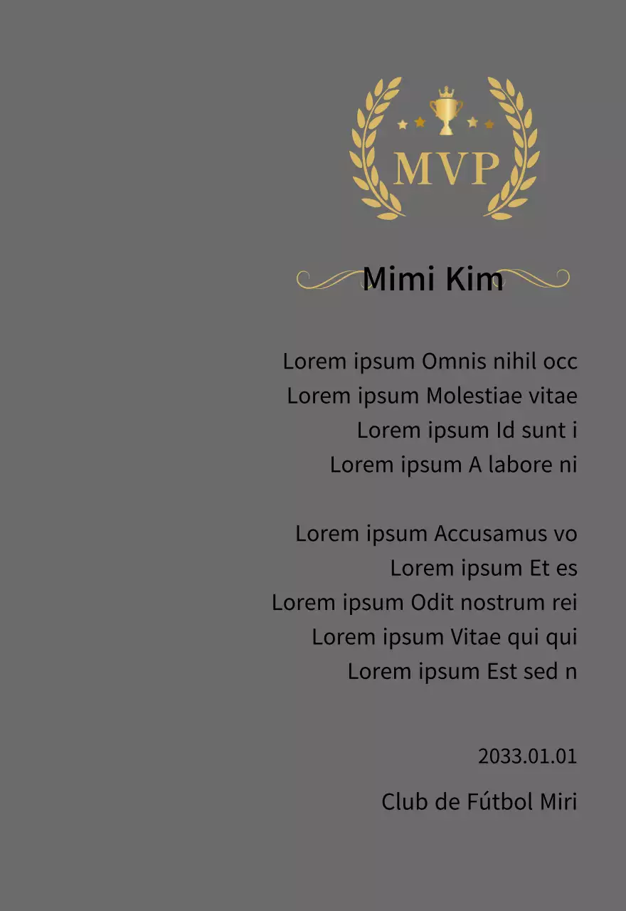 Placa del campeonato con laureles dorados y trofeo