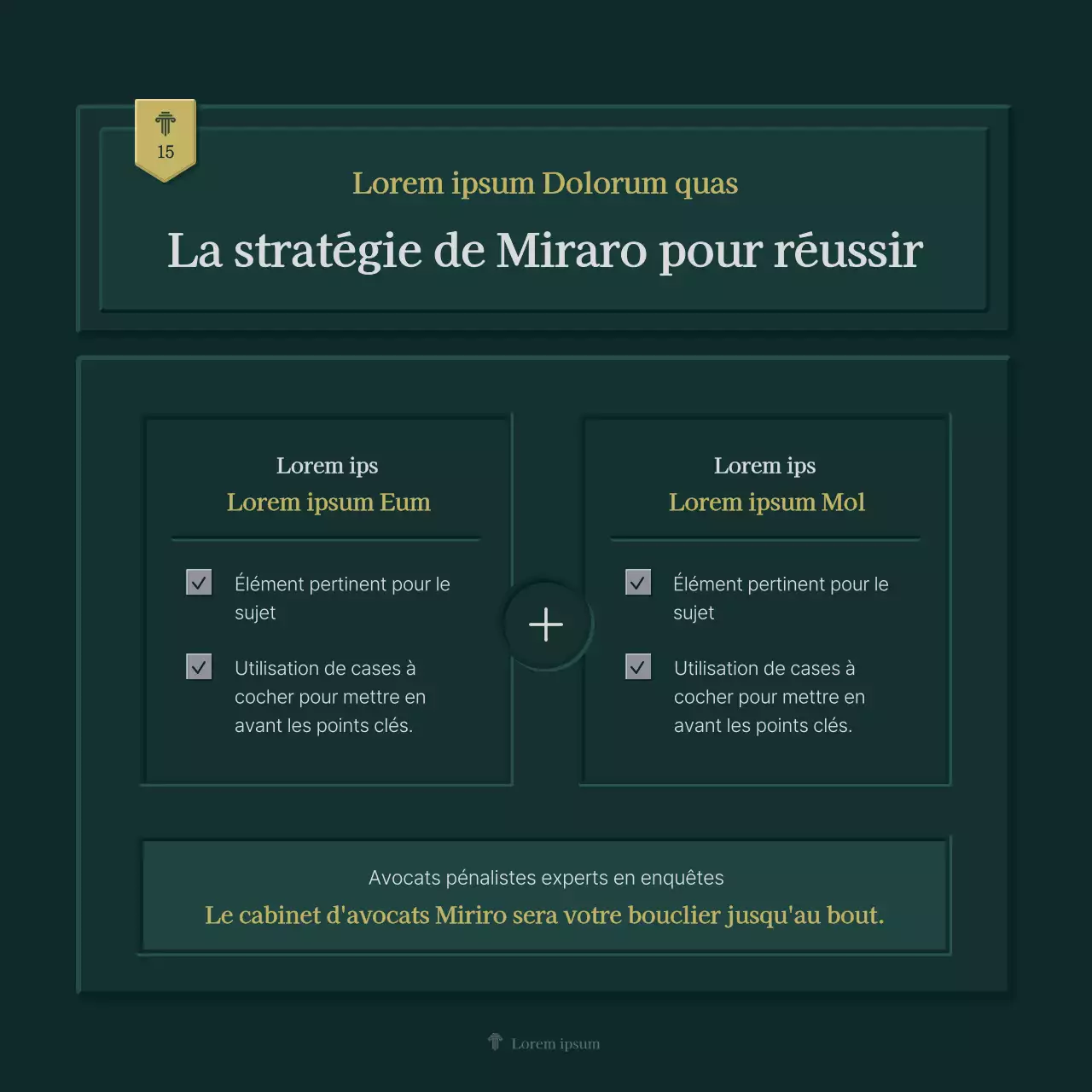Profil simple d'un cabinet juridique en vert et jaune