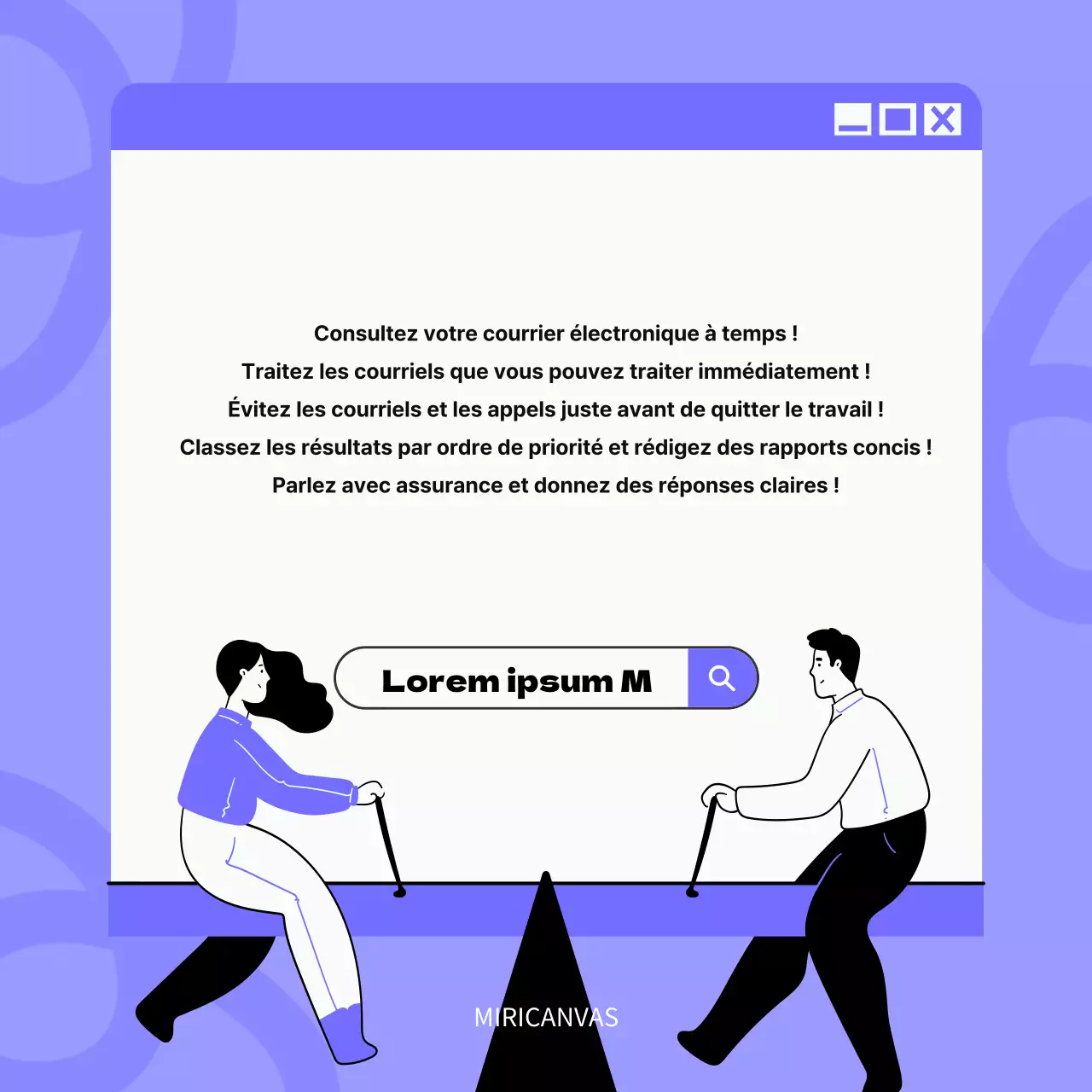 Un billet de conseils pour le travail, inspiré de l'art pop, en mauve et noir