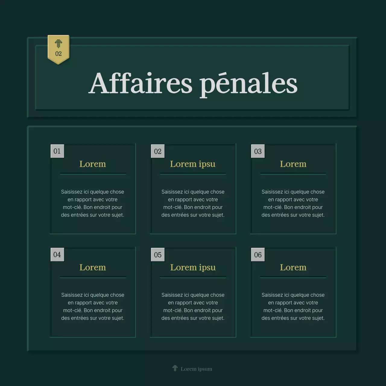 Profil simple d'un cabinet juridique en vert et jaune