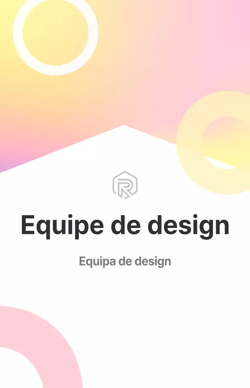Um cartaz de apresentação do departamento da equipa de design limpo, branco e codificado por cores