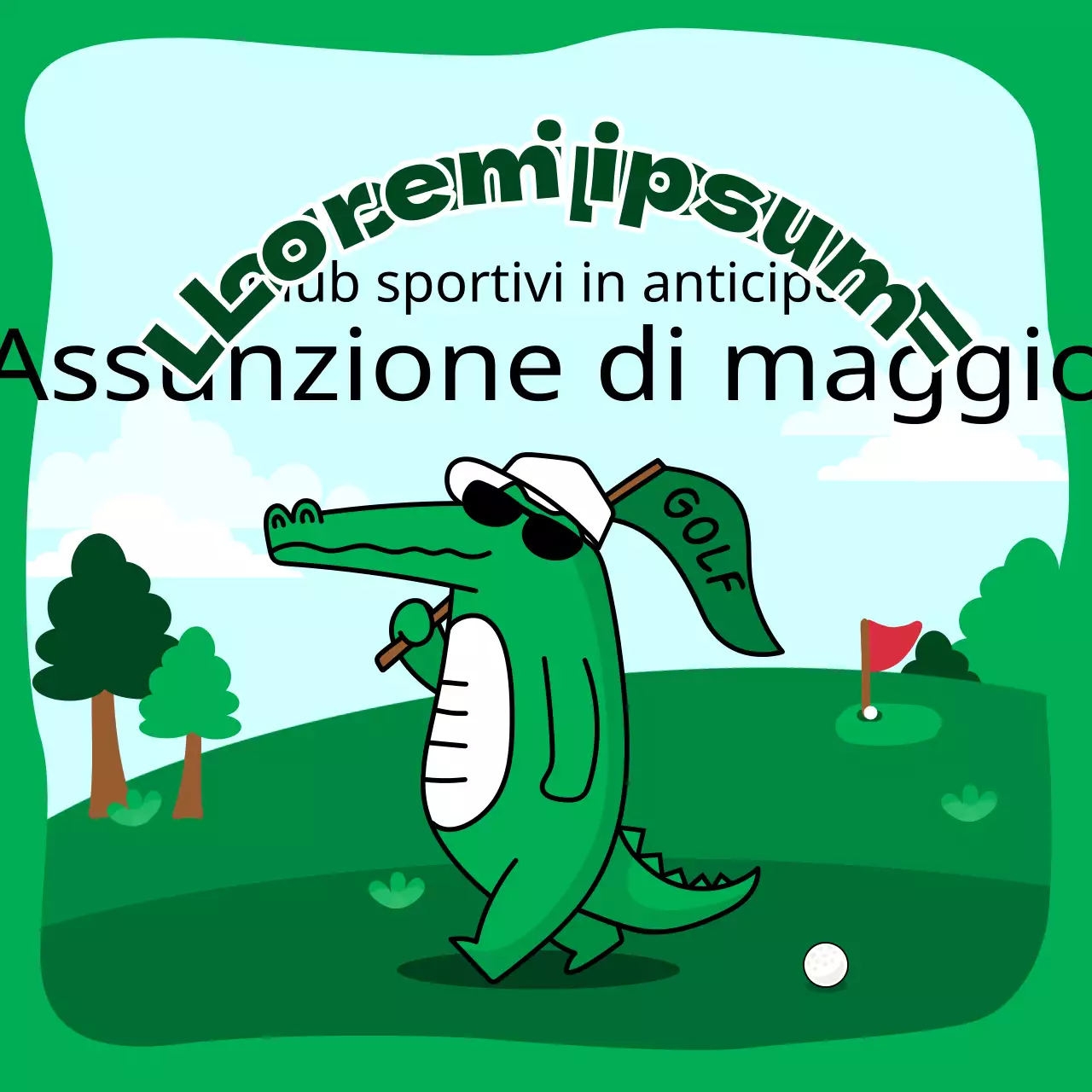  Annuncio di reclutamento di una società sportiva kitsch in verde e azzurro
