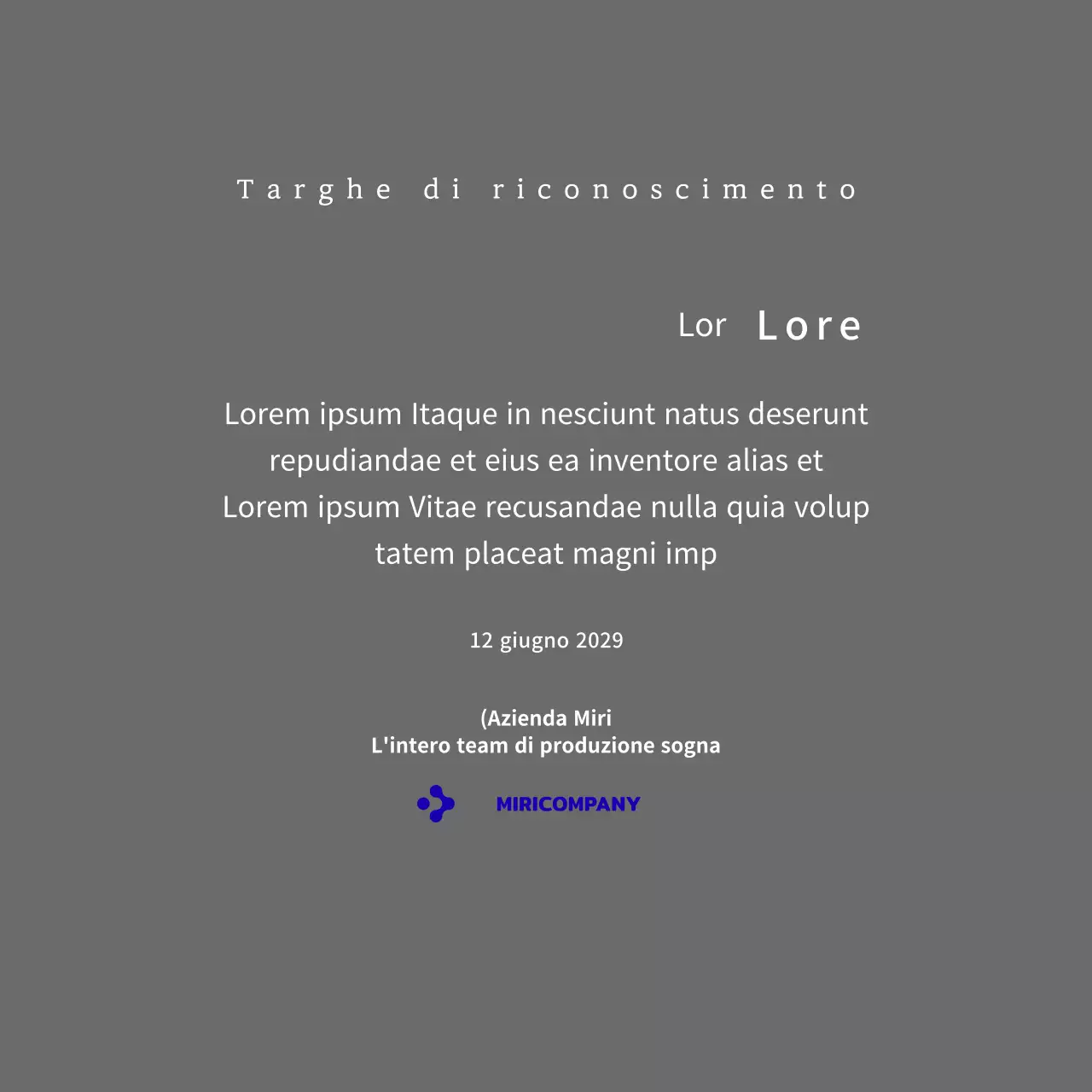 Una semplice targa bianca con il logo della vostra azienda