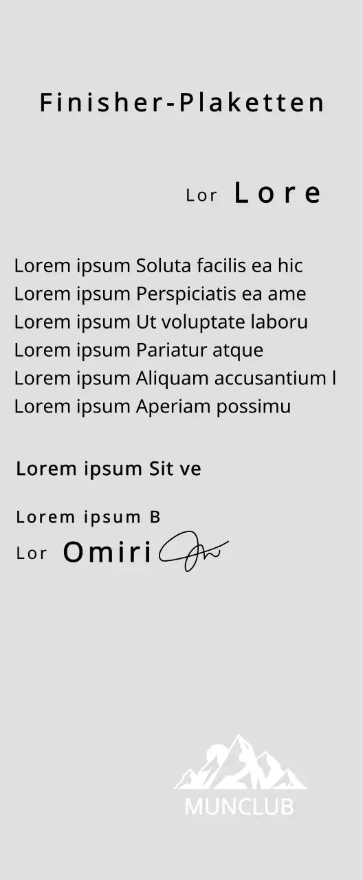 Finisher-Plakette eines Bergclubs mit Clublogo-Konzept und grüner Bergillustration