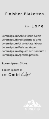 Finisher-Plakette eines Bergclubs mit Clublogo-Konzept und grüner Bergillustration