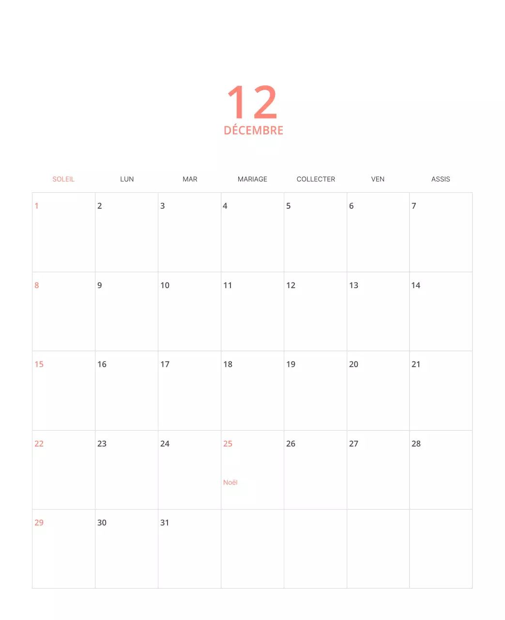 Calendrier illustré multicolore