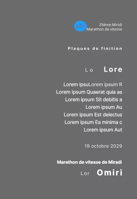 Plaque de finisher concept marathon avec logo simple
