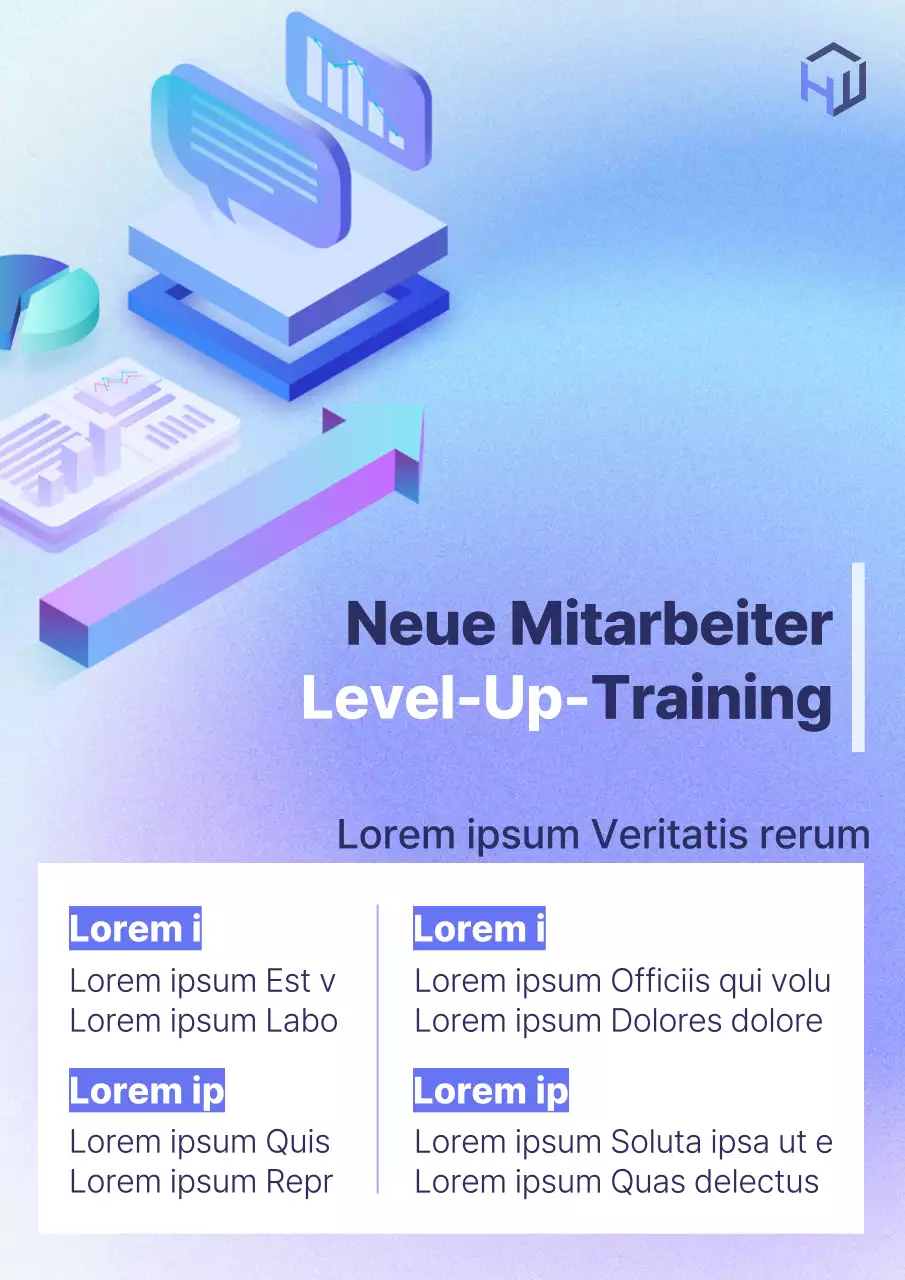 Einfache Ankündigung der Schulung für neue Mitarbeiter in Hellblau und Lila