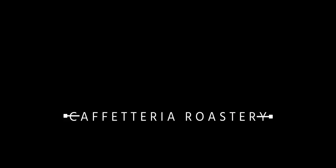 Etichetta di intestazione del merchandising del Roastery Cafe in nero