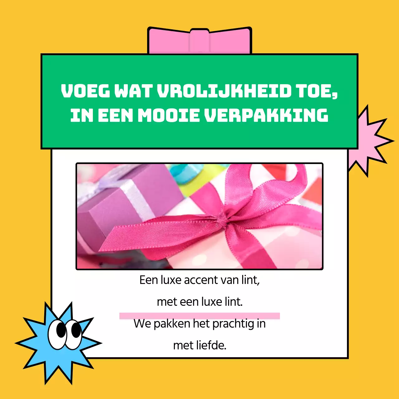 Pop-art stijl SATs cadeausuggesties in geel en groen