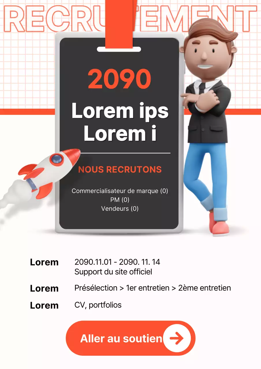 Une simple offre d'emploi orange et blanche