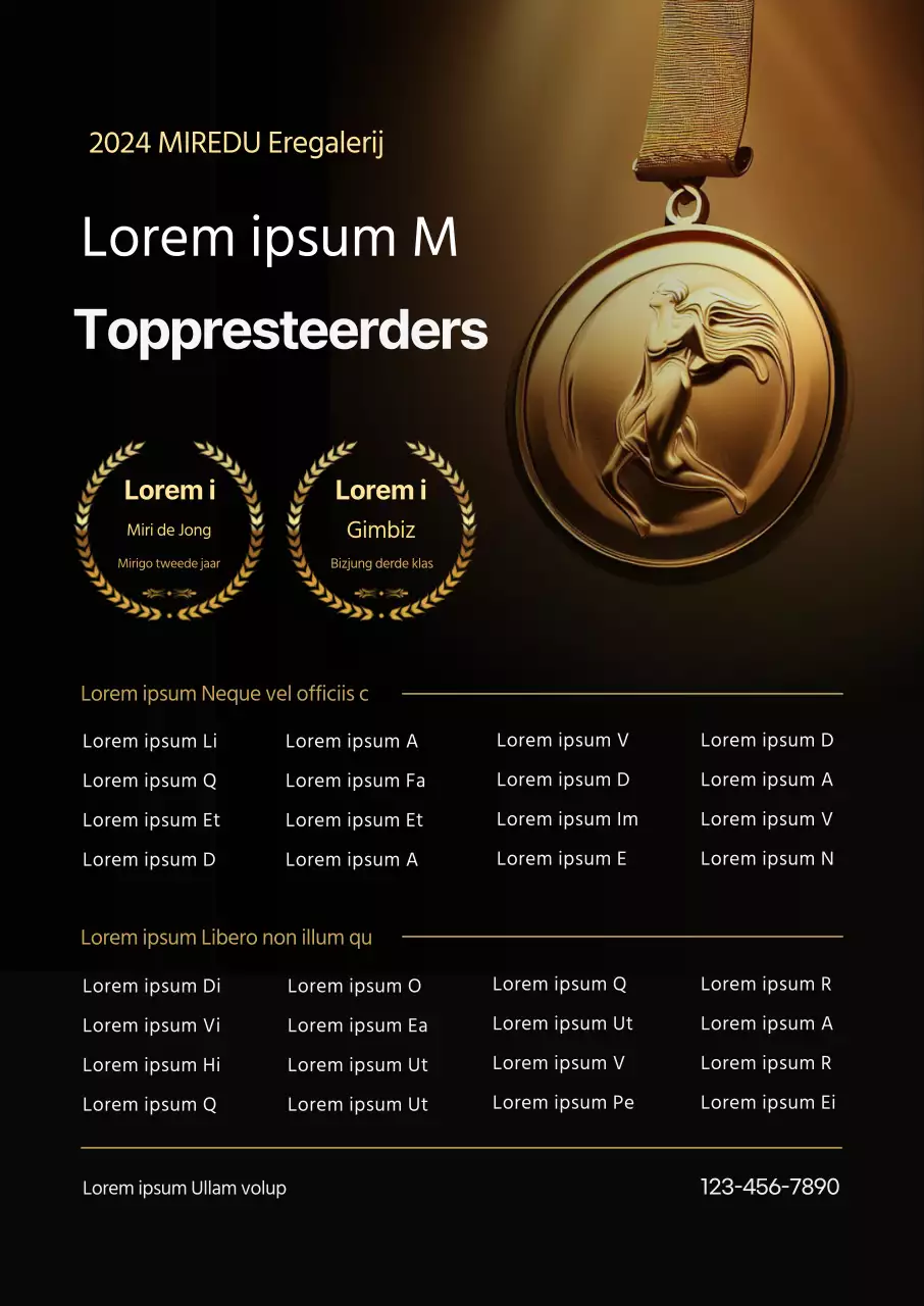 Promoot een luxe academie voor goede presteerders met een afbeelding van een gouden medaille met gouden punten