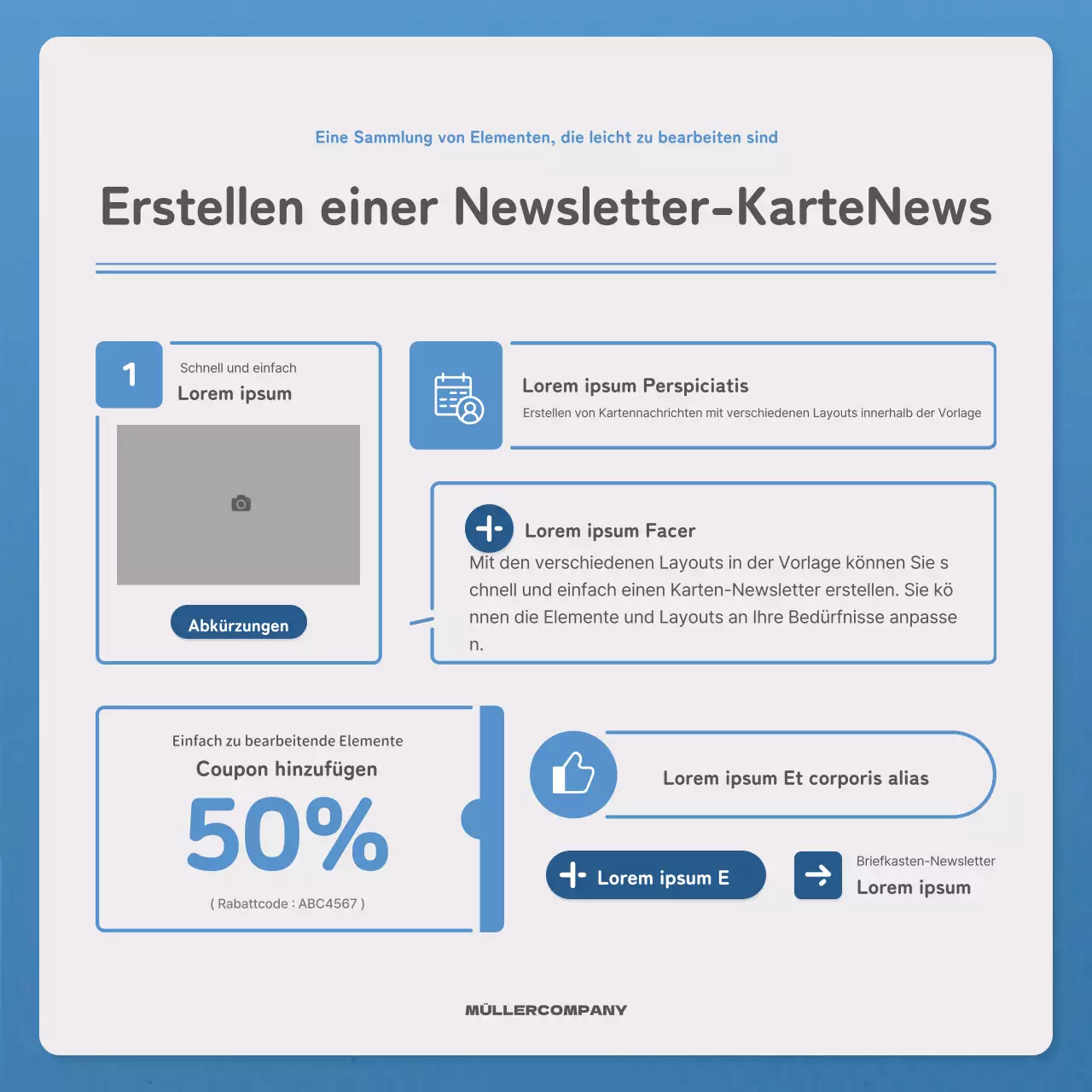 Ein einfacher Brief in blauer und marineblauer Newsletter-Post