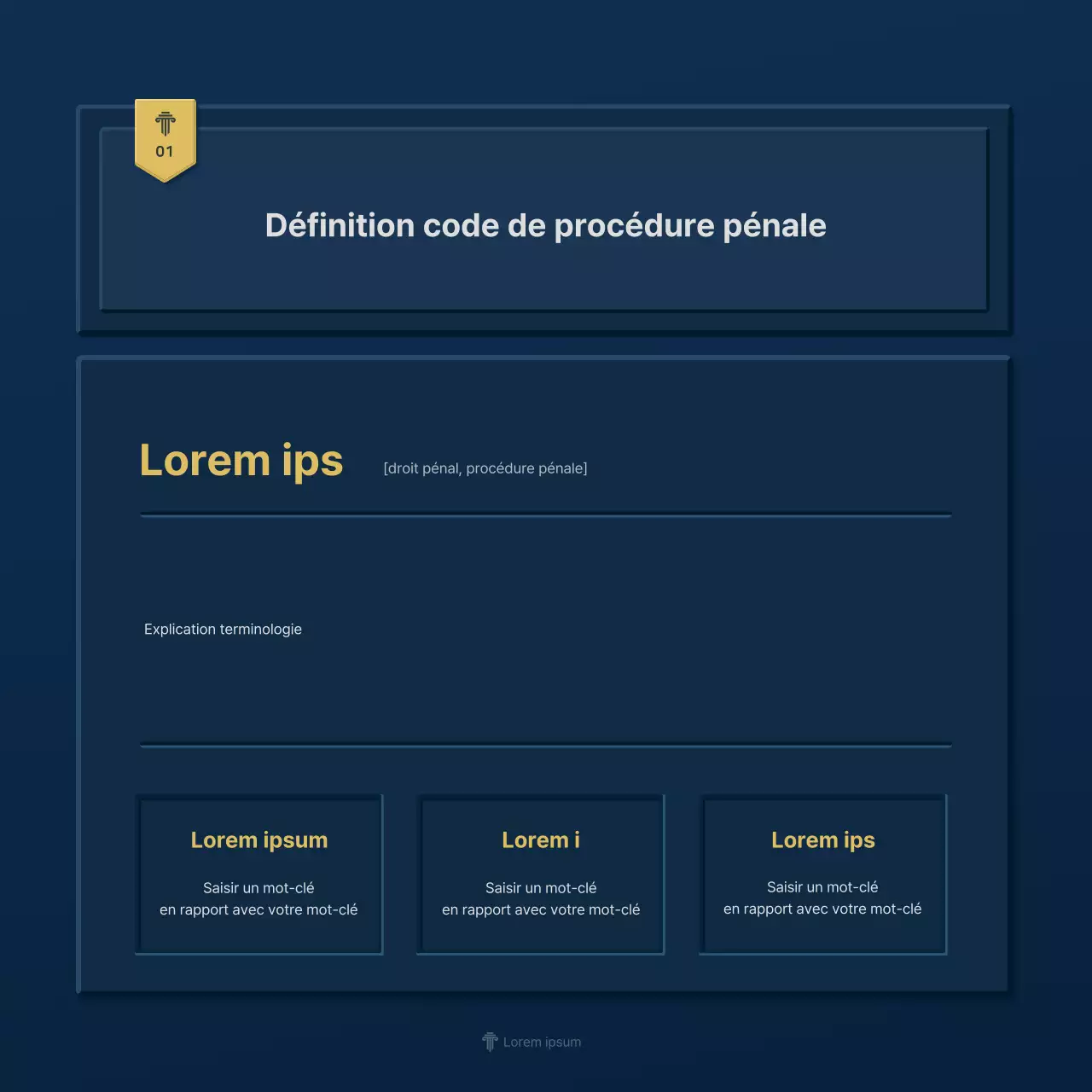 Un simple profil d'entreprise de cabinet d'avocats bleu et jaune