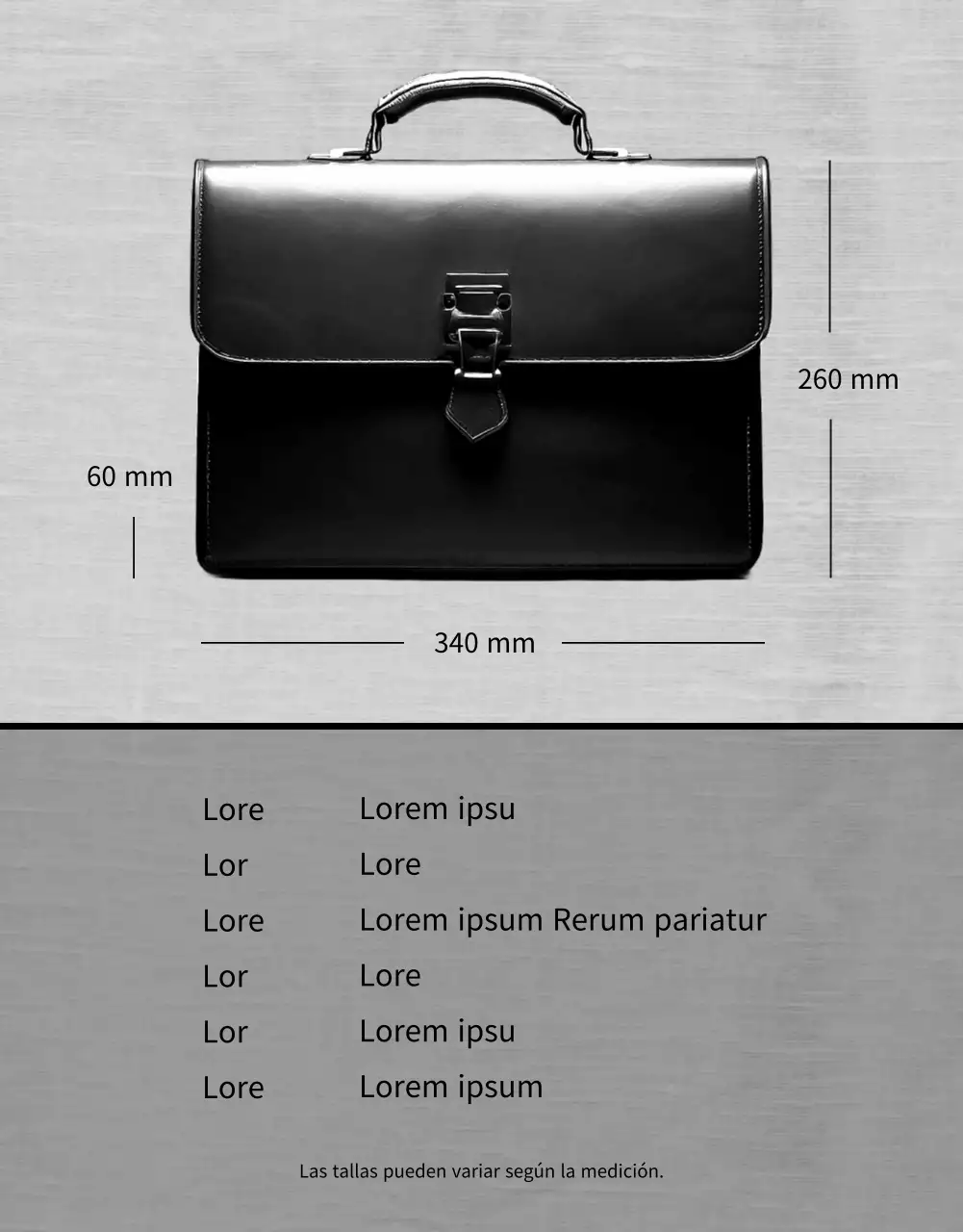 Anuncio de bolso minimalista en blanco y negro