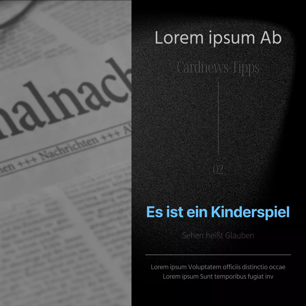 Eine moderne Geschäftspost in Schwarz und Hellblau