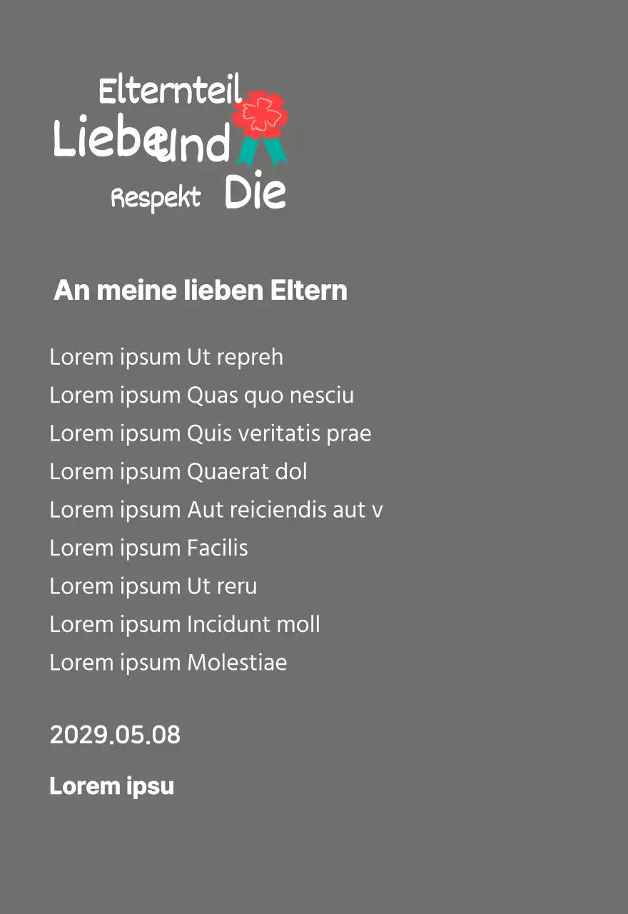 Kalligraphie zum Muttertag mit roter Nelke Illustration