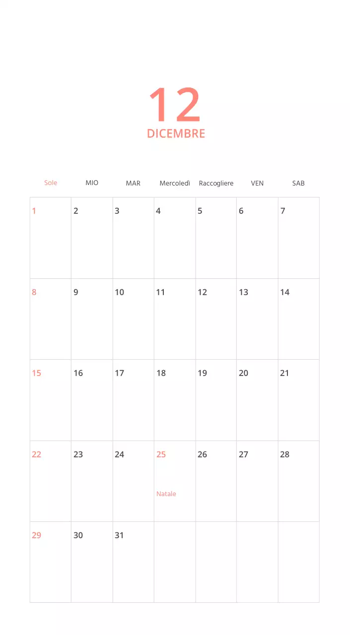 Calendario illustrato multicolore