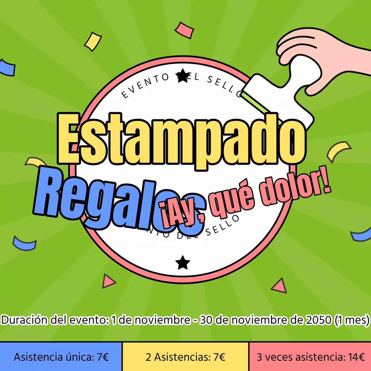 Kitschy regalo estampado anuncio de evento en rosa y chartreuse