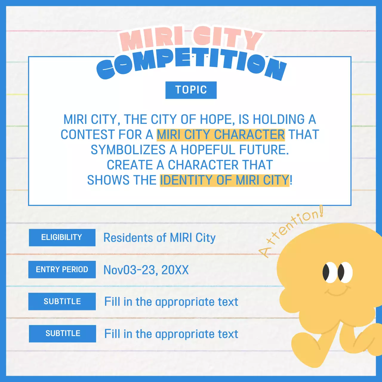 Blue Retro Character Competition Event Instagram Carousel