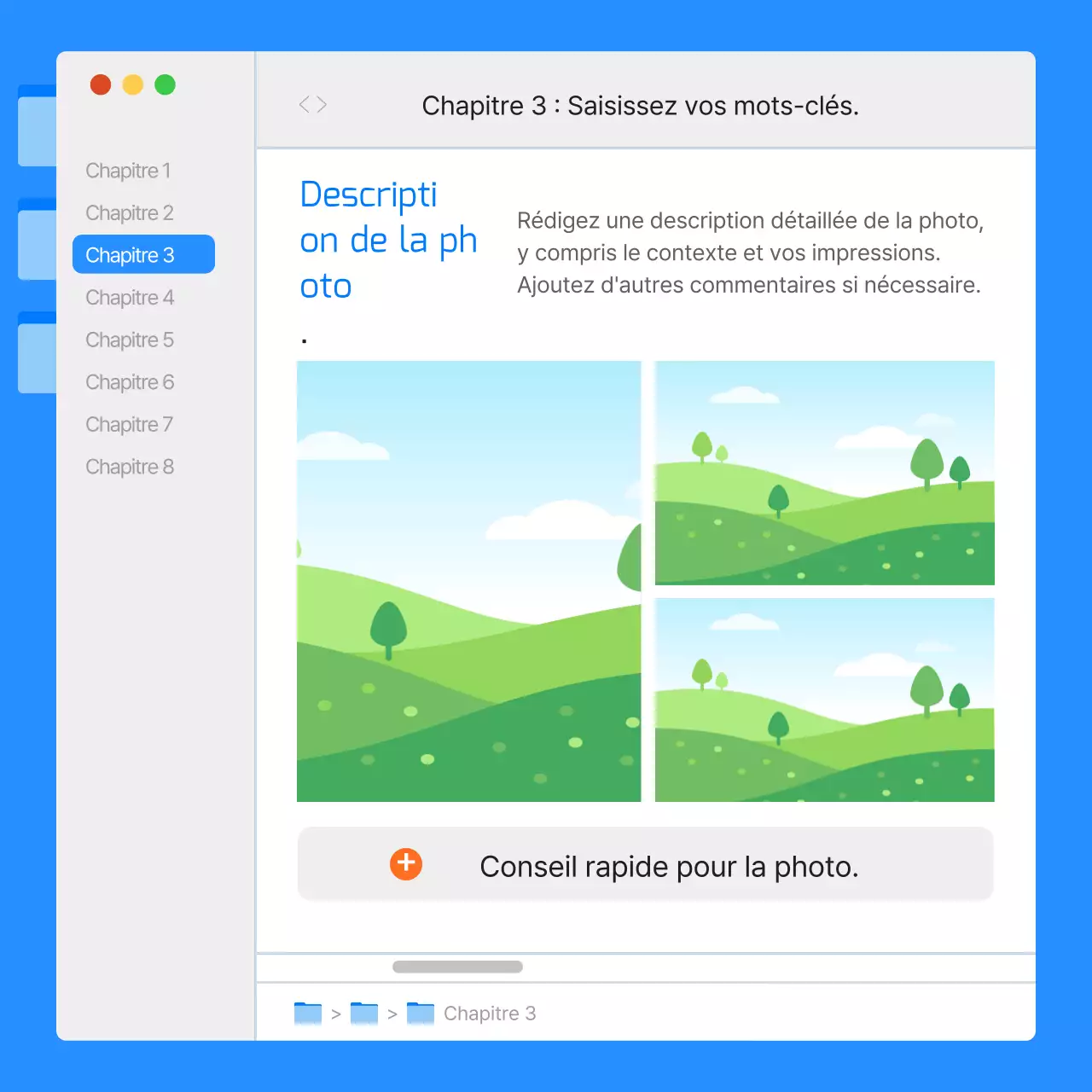 Rapports de l'interface utilisateur du moniteur simple en bleu et en orange