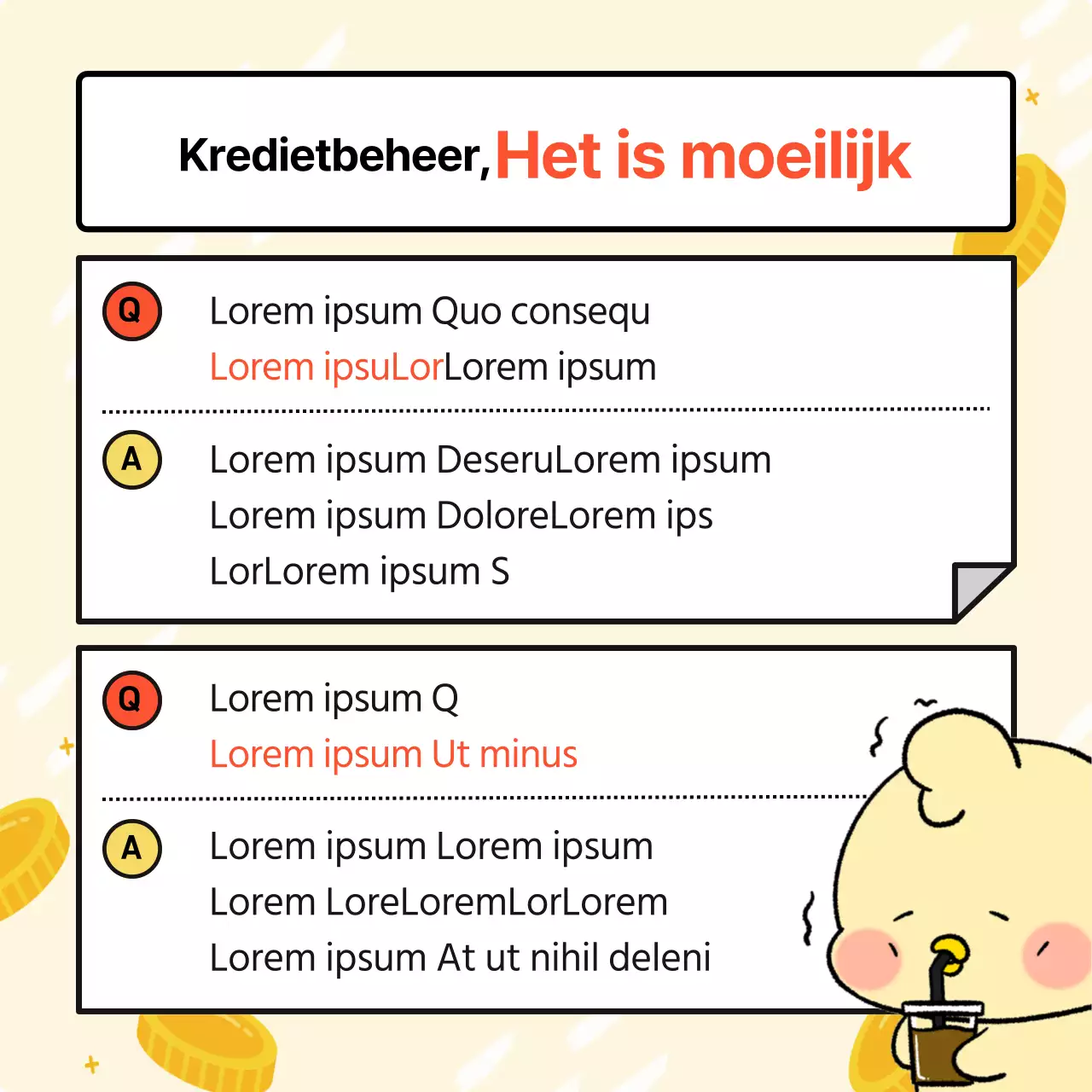 Gele en rode minimalistische creditcardadvertentie voor starters