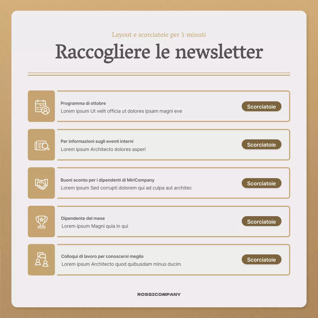 Una semplice lettera autunnale in beige e marrone