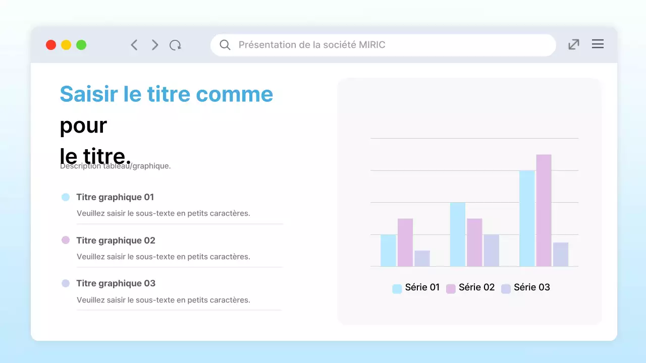 Présentation de l'interface utilisateur du bureau de PC bleu clair à la mode