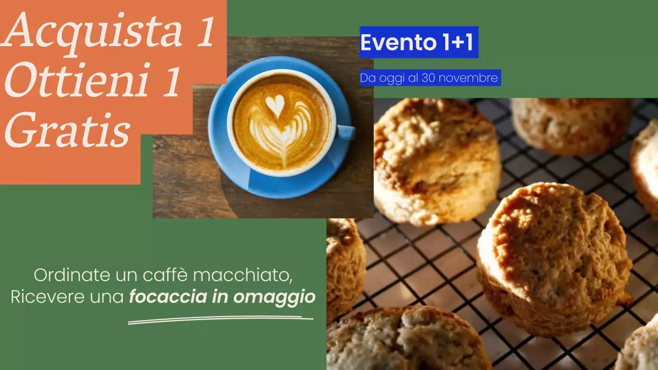 Pubblicità minimalista del menu in negozio in verde e arancione