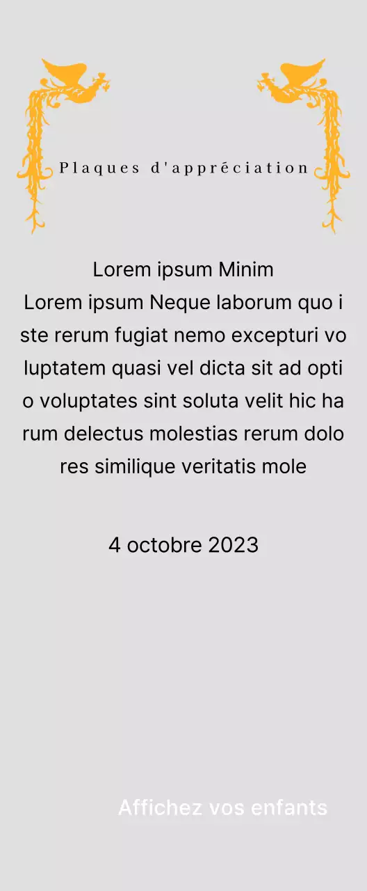 Plaque de remerciement sur le thème de la fête des mères avec illustration d'un phénix