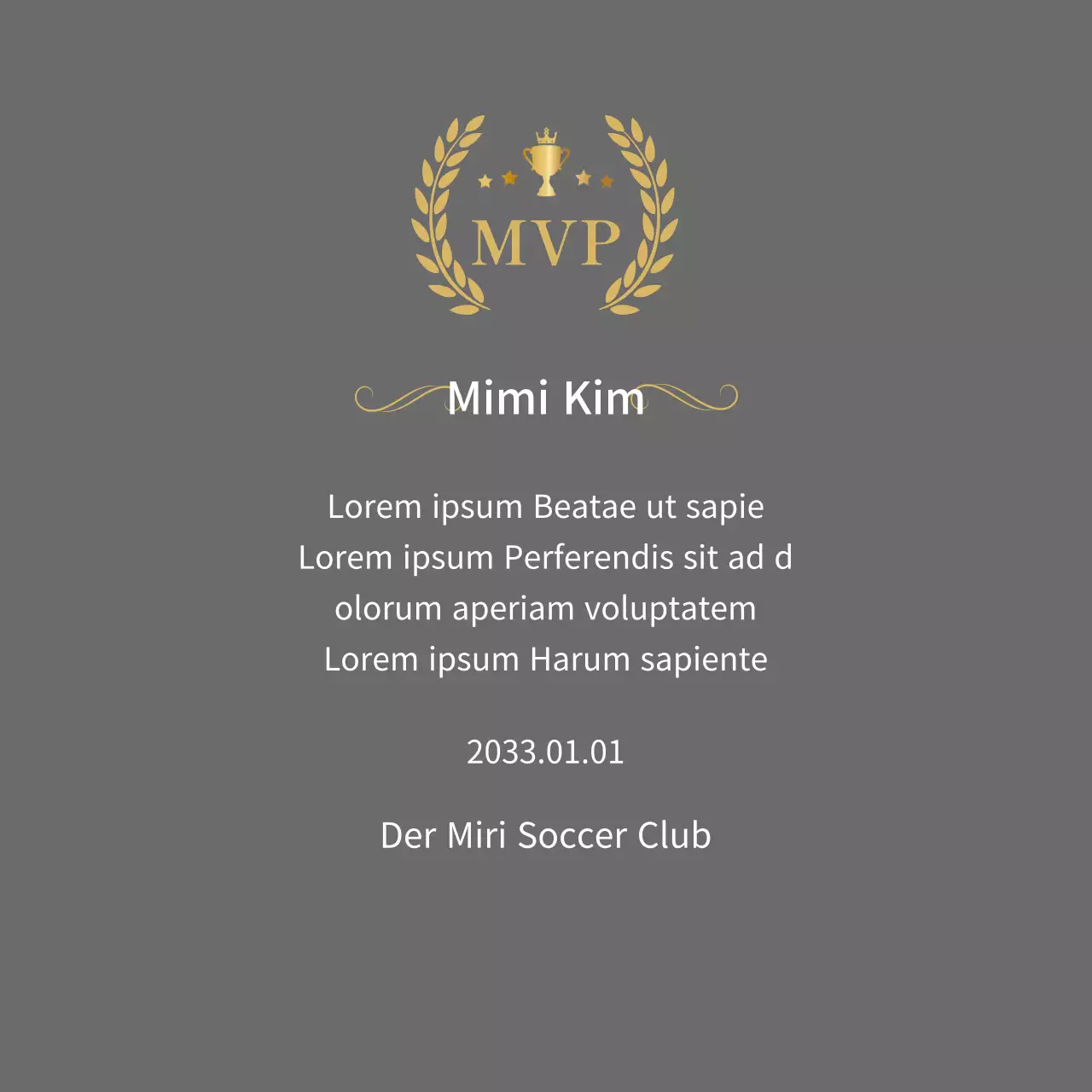 Meisterschaftsplakette mit goldenen Lorbeeren und Trophäe