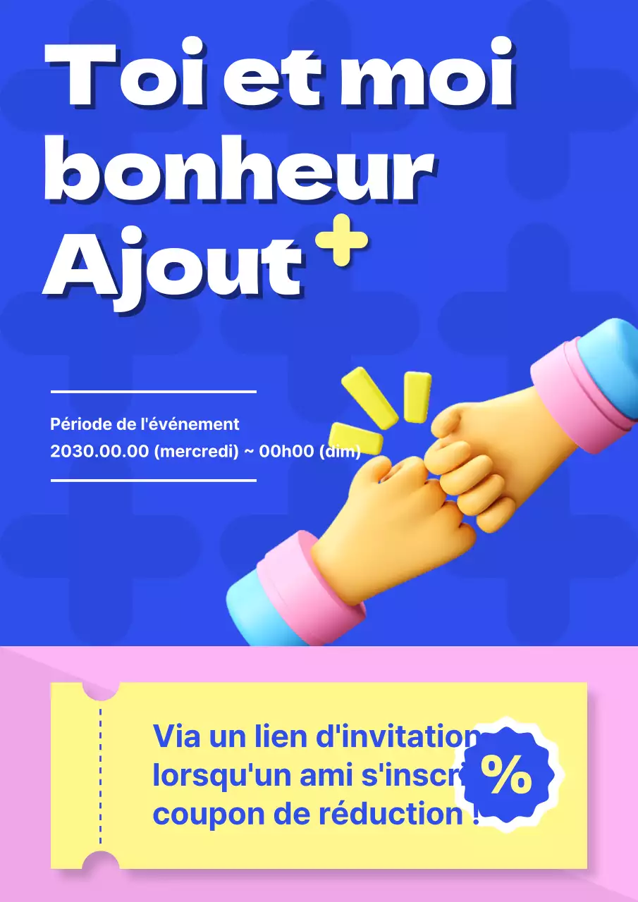 Coupons simples en bleu et rose pour promouvoir une vente événementielle