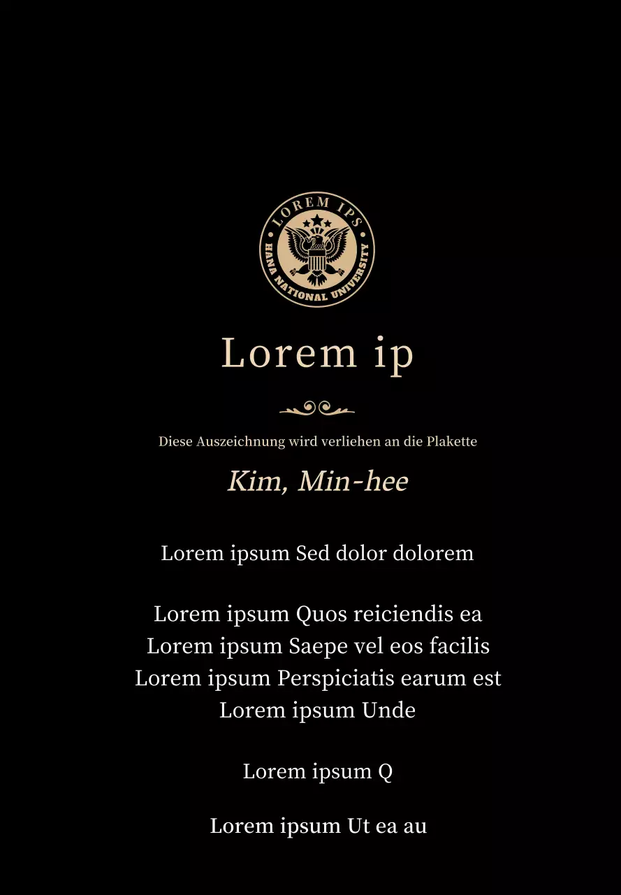 Luxuriöse Abschlussplakette mit Schullogo und Goldverzierung