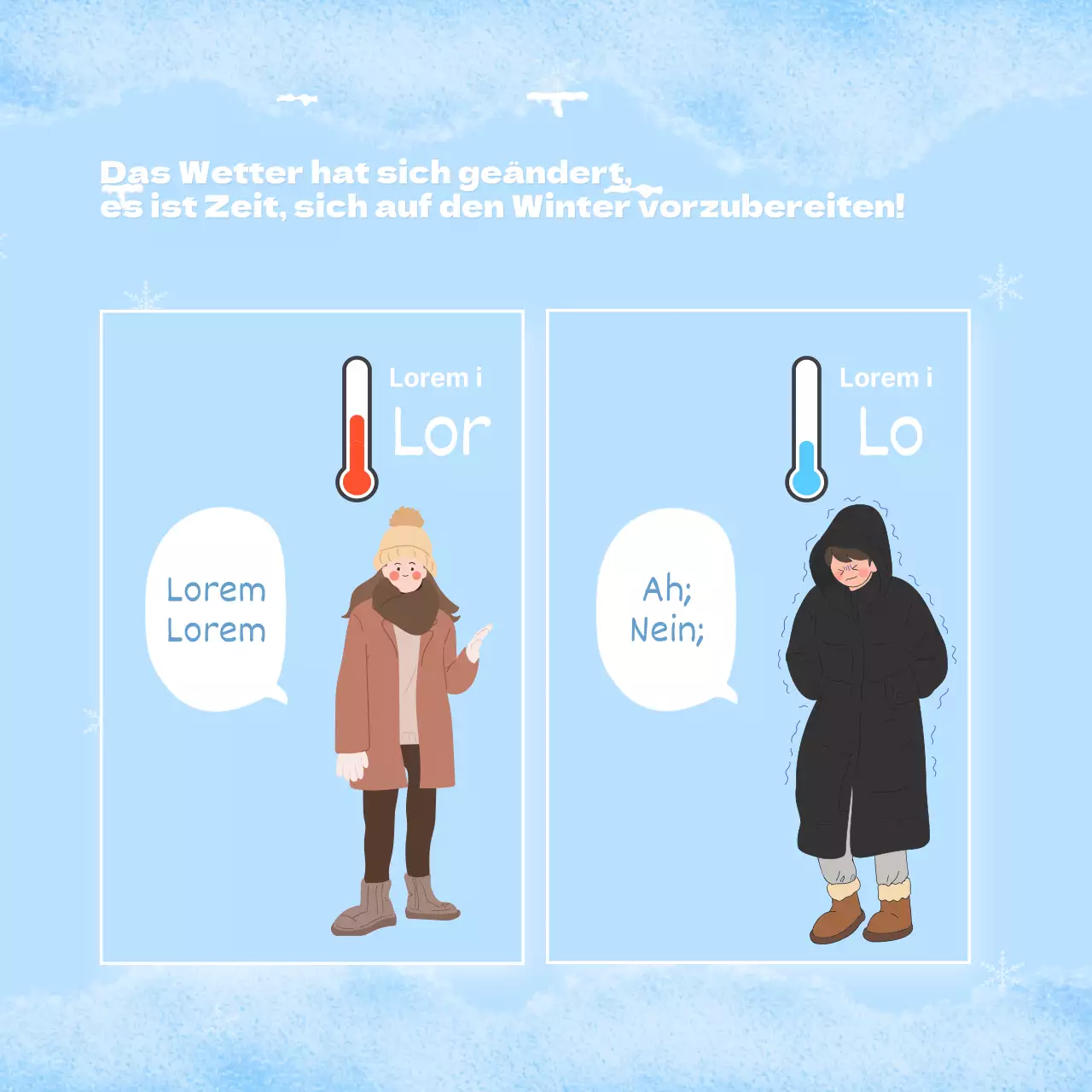 Ein minimalistischer, einfacher Überwinterungspfosten in Hellblau und Weiß