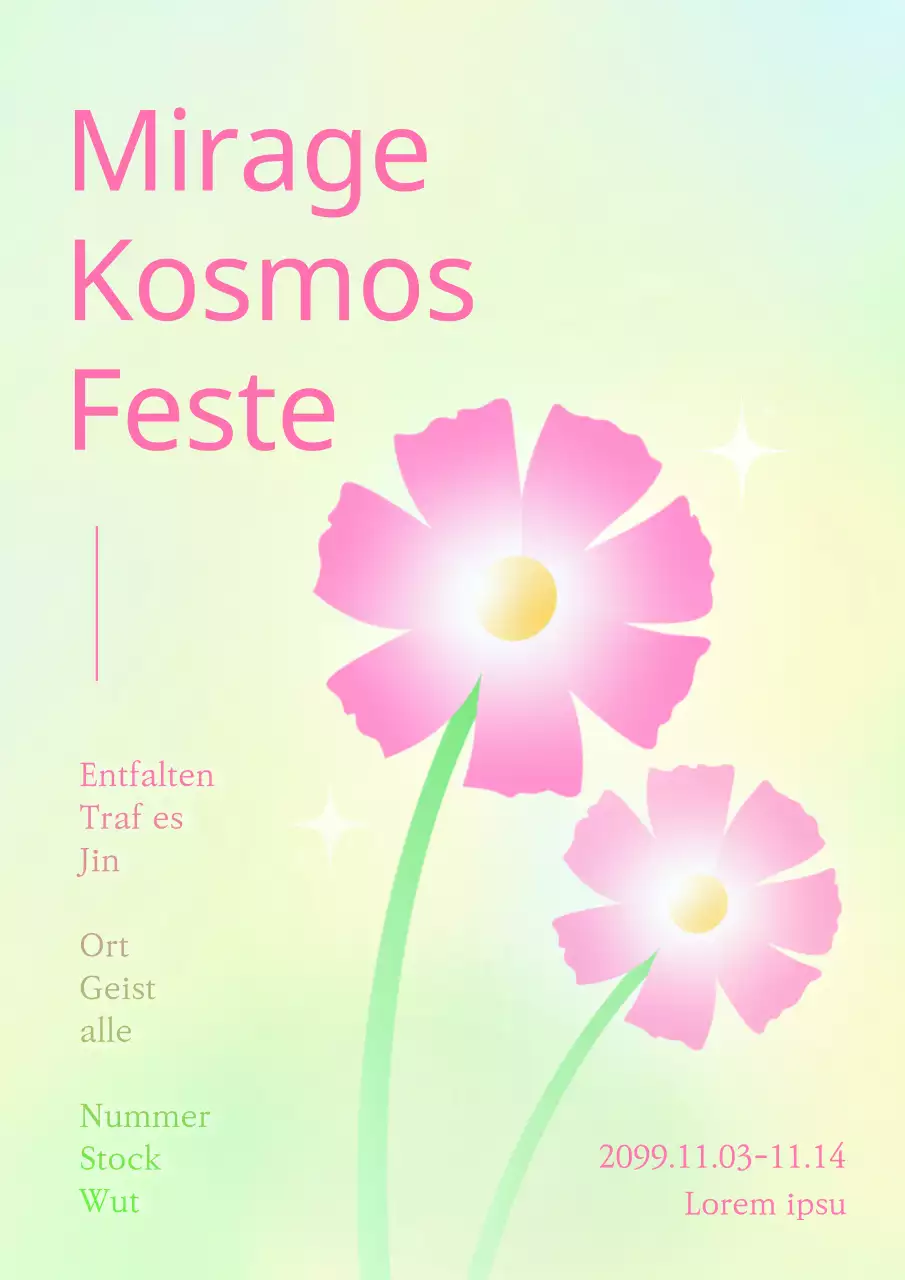 Fördern Sie das trendige Kosmos-Festival in Gelb und Chartreuse