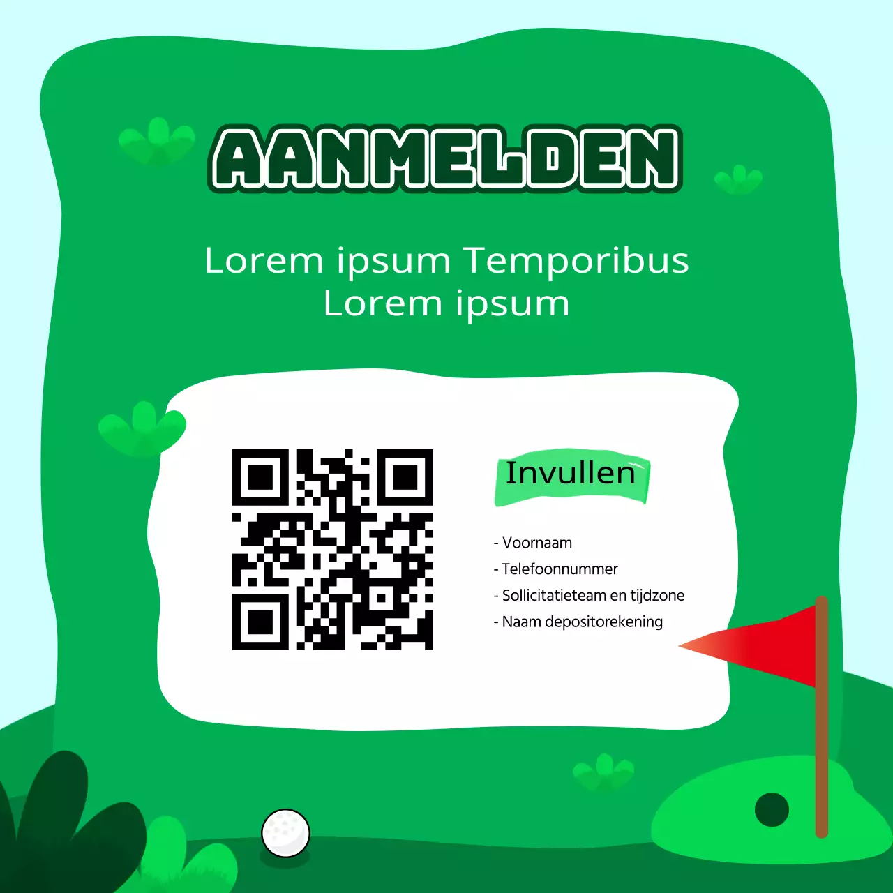  Kitscherige aankondiging voor werving van sportclubs in groen en lichtblauw