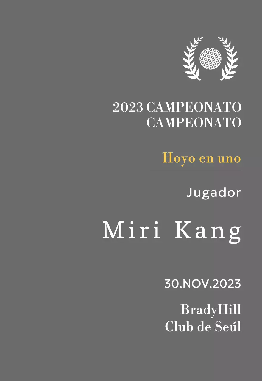 Placa de ganador de hoyo en uno con bola de golf e ilustración de corona de laurel