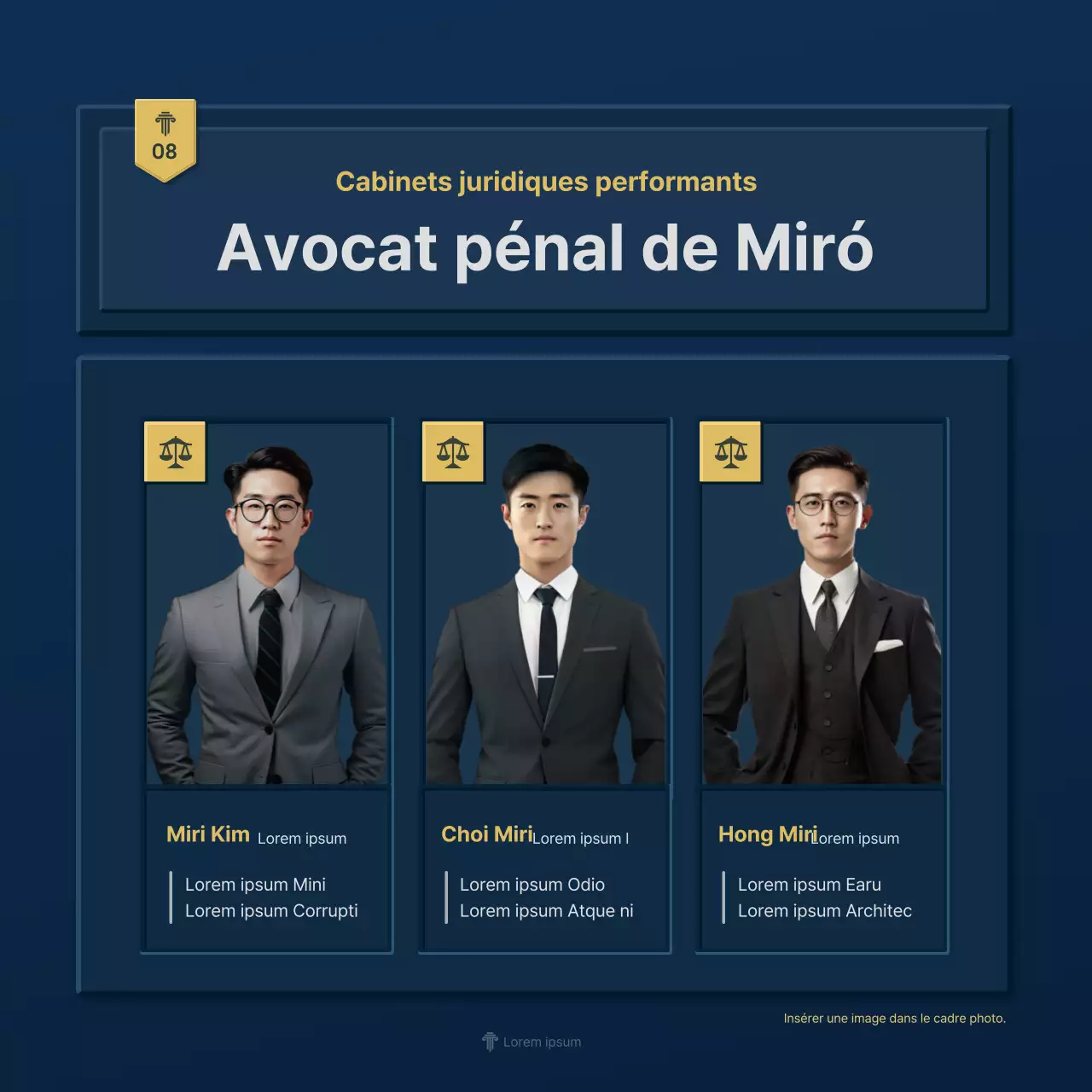 Un simple profil d'entreprise de cabinet d'avocats bleu et jaune