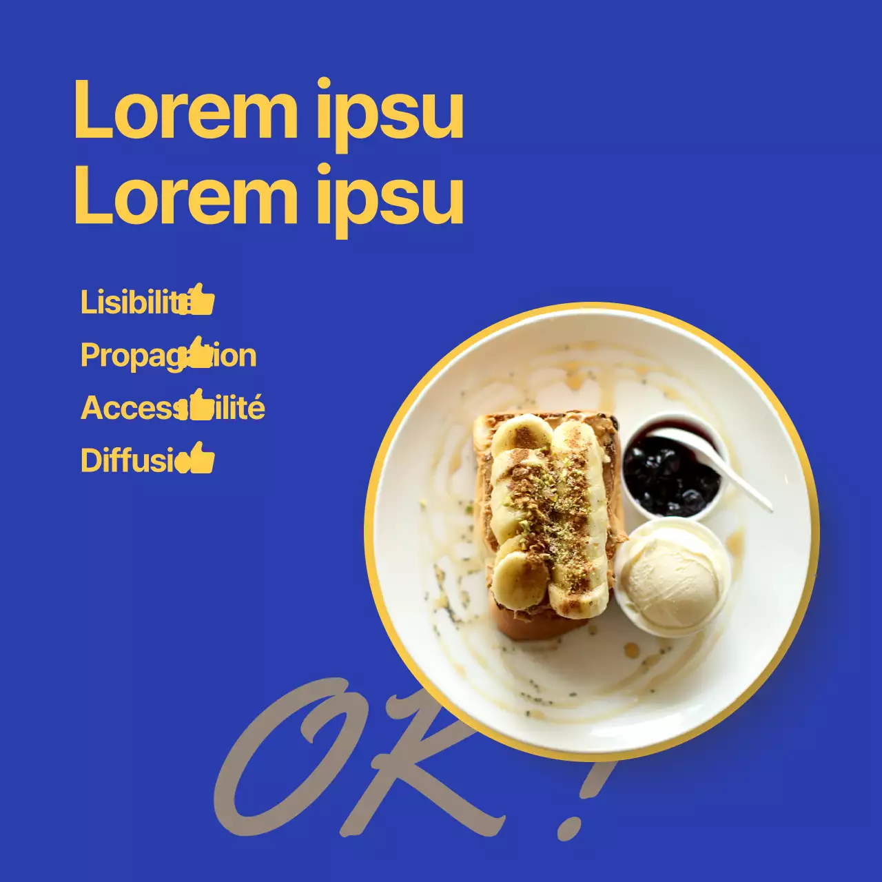 Un simple guide publicitaire bleu et jaune