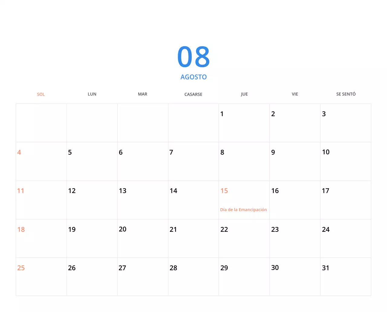 Bonito calendario de sobremesa ilustrado de temática familiar en color verde