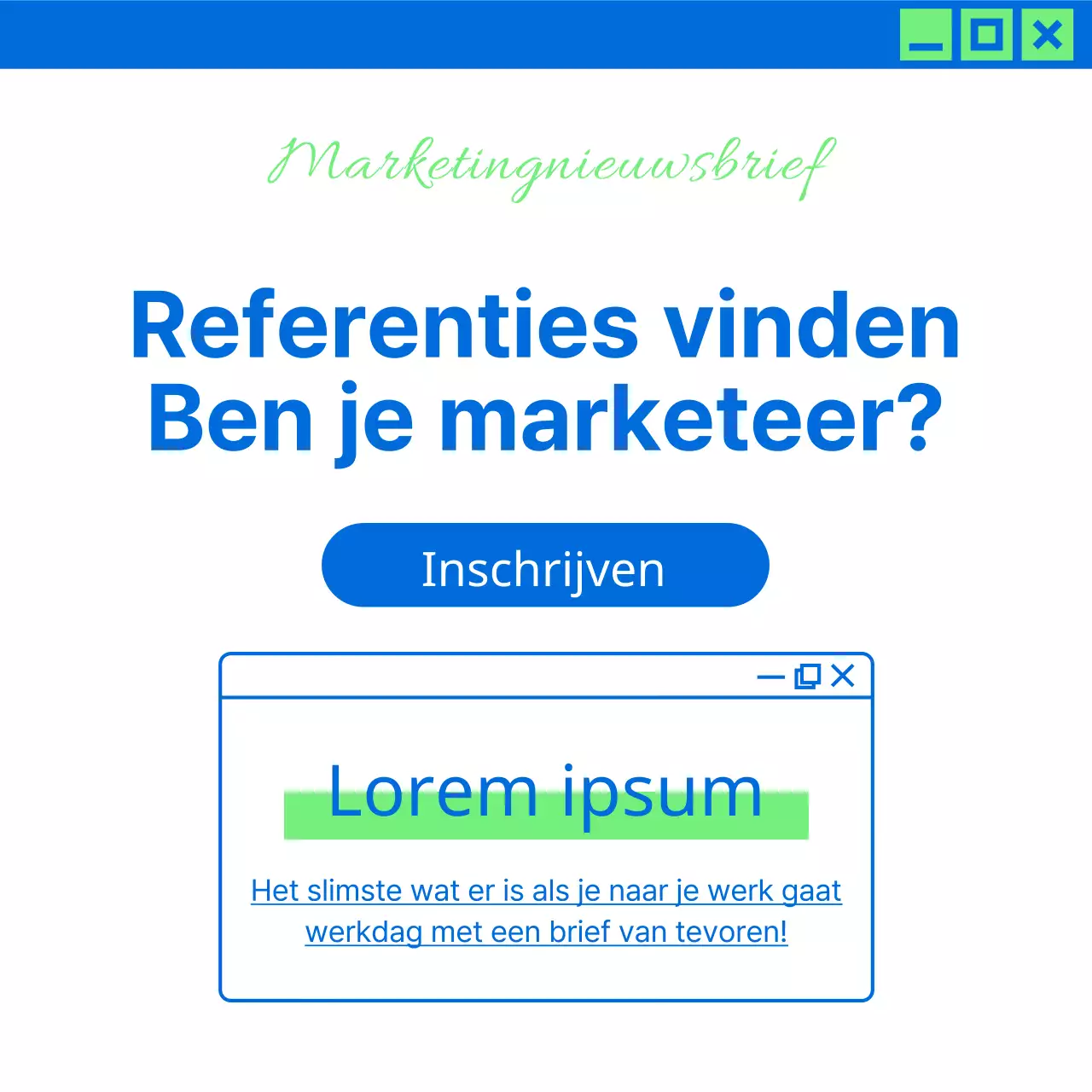 Promoot trendy marketingnieuws in chartreuse en blauw