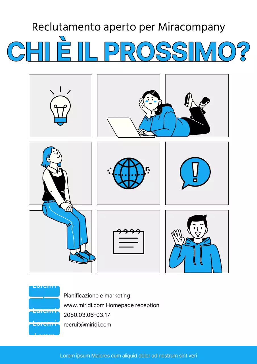 Un semplice annuncio di assunzione in bianco e blu