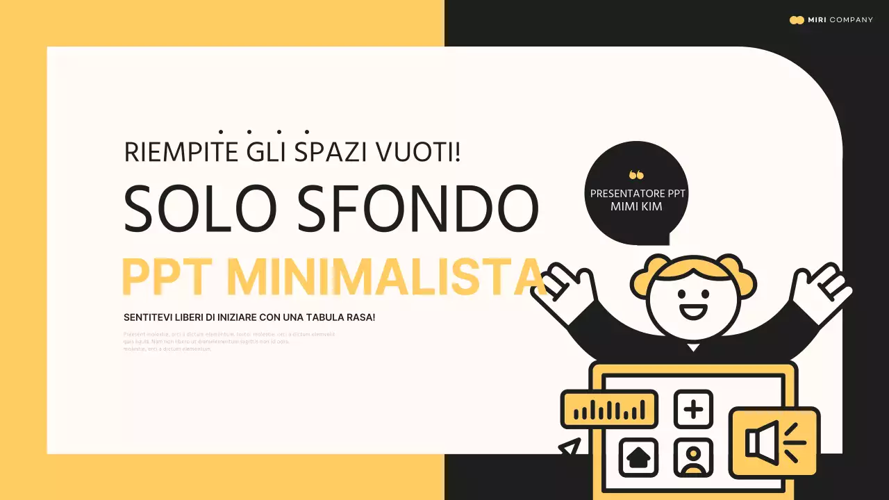 Presentazione minimalista in giallo e nero