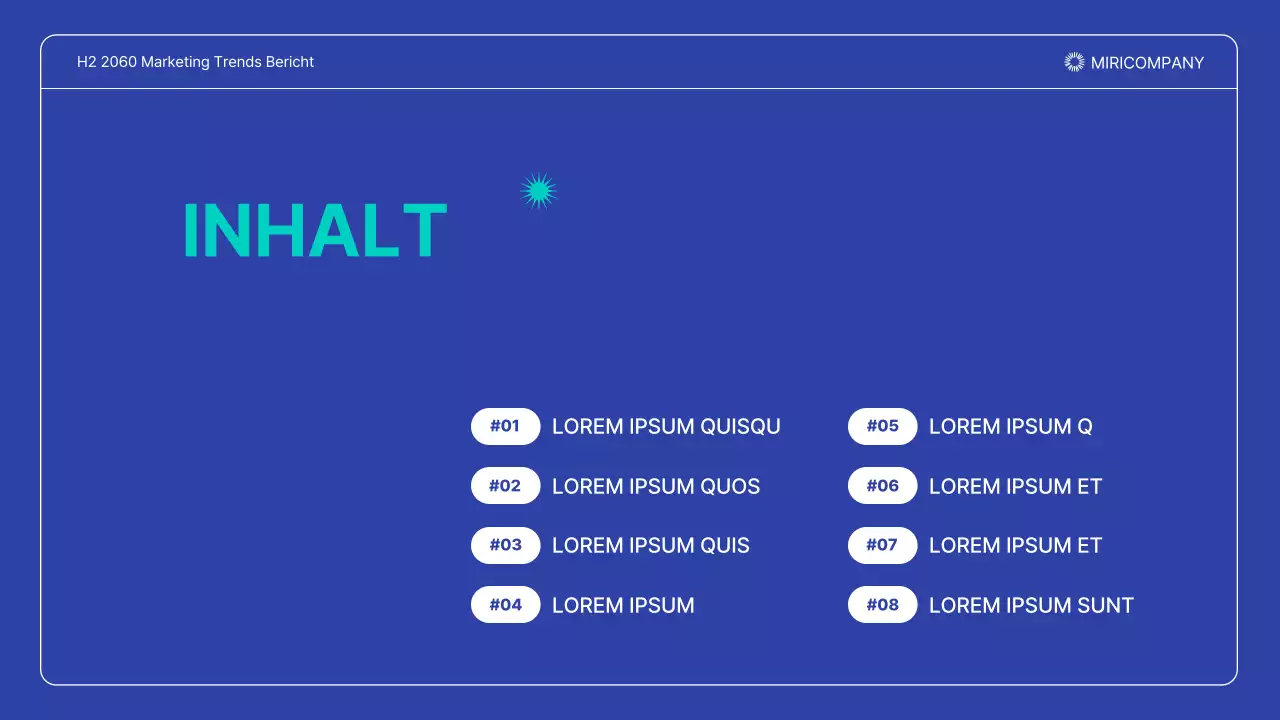 Ein einfacher Marketing-Trendbericht in Marineblau und Minze