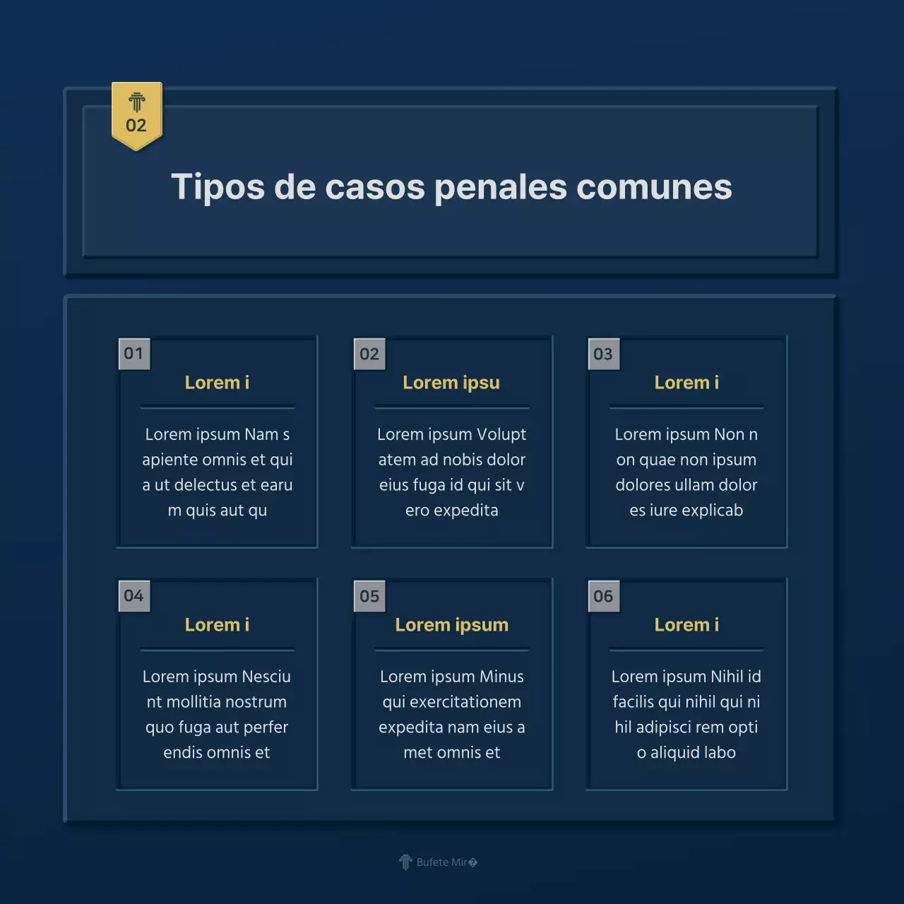 Un sencillo perfil de empresa de bufete de abogados en azul y amarillo