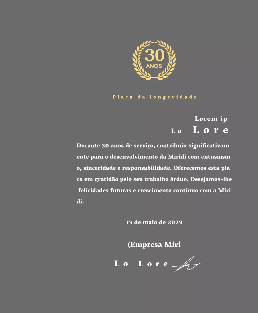 Placa de serviço longo empresarial com conceito de símbolo de louro