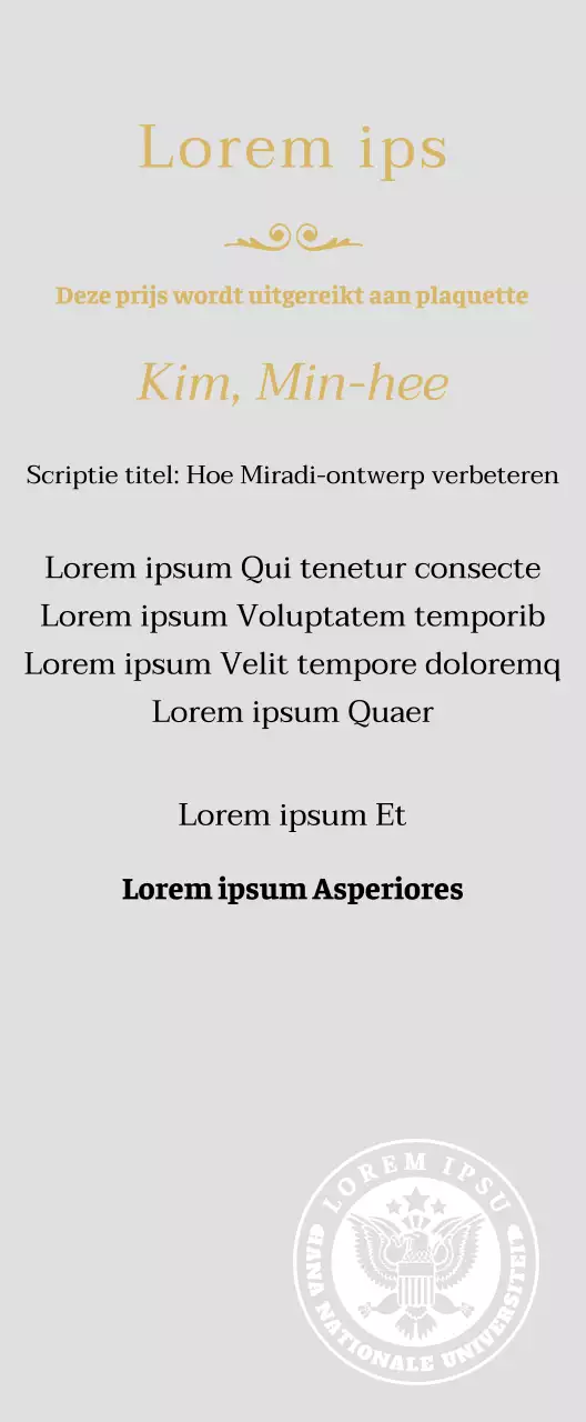 Luxe diploma-plaat met schoollogo en gouden rand