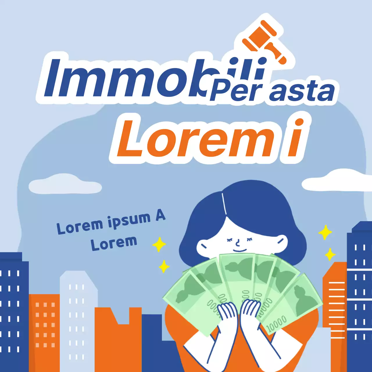 Una semplice guida arancione e blu alle aste immobiliari