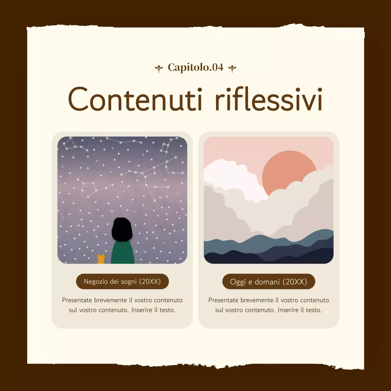 Promuovete una linea di consigli semplice, marrone e beige.