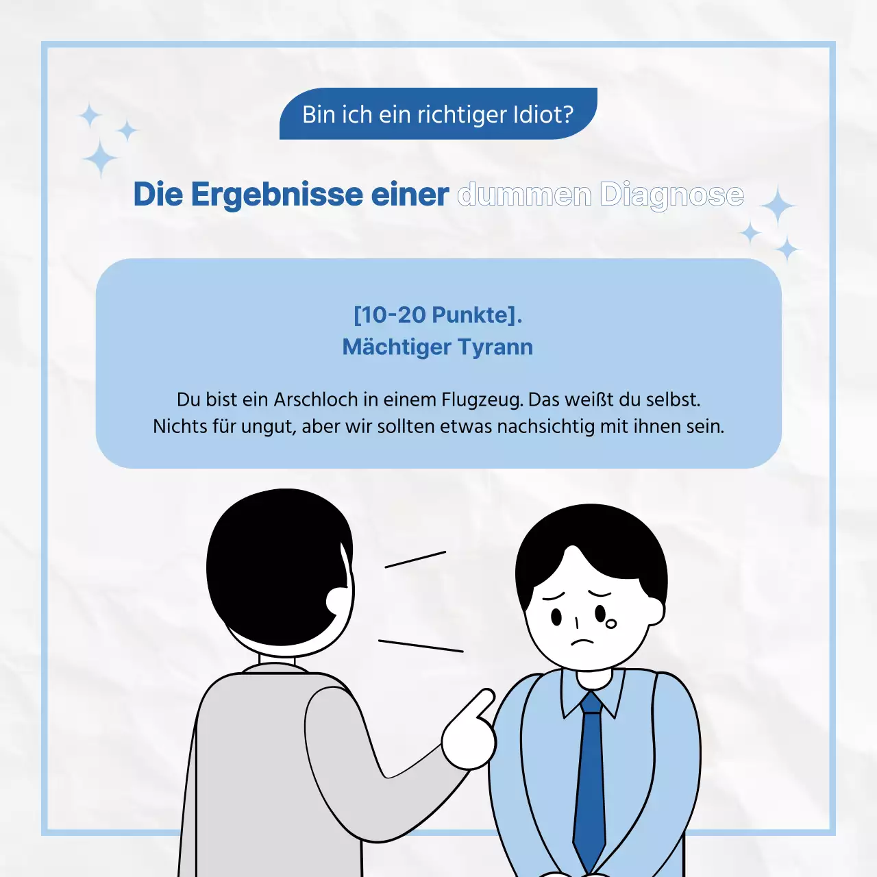 Eine kitschige, blau-weiße Umfrage